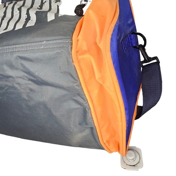 Vintage 90s Bugle Boy Duffle Gym Bag Weekender Overnight Blue Orange Streetwear‎ - Picture 9 of 16